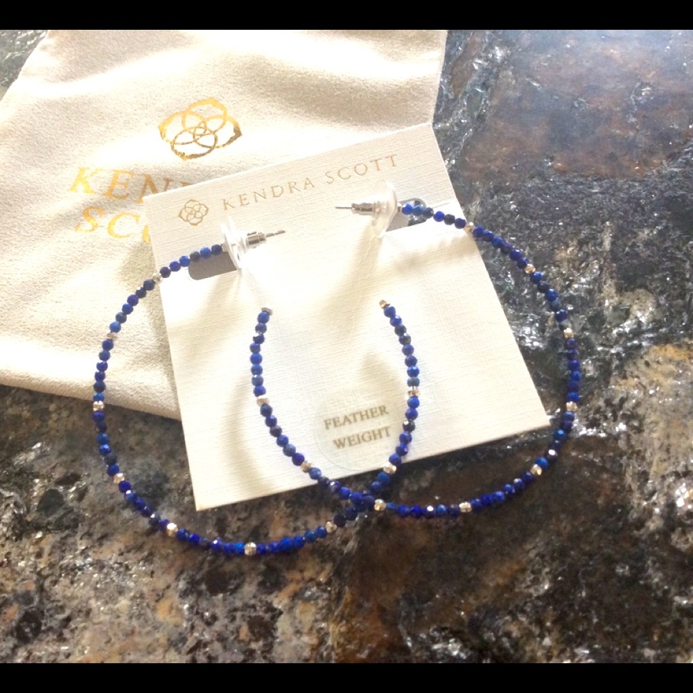 Kendra Scott Scarlet Silver Hoops in Blue Lapis